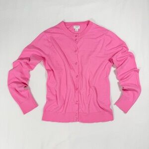 J.Crew Cardigan Womens Medium Pink Crew Neck Button Front Lightweight Preppy